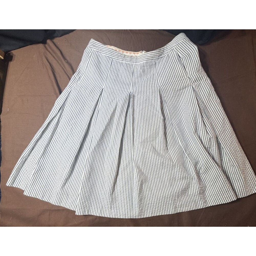 J.Crew Women's Blue White Striped Pleated Mini Skirt Size 6